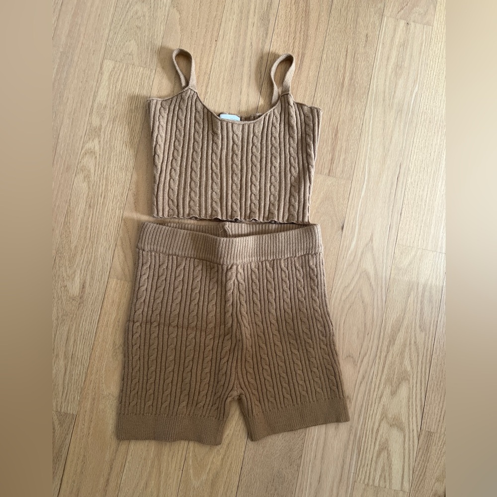 Lovers + Friends Tan Cable Knit Top